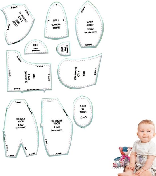 Beer naaipatroon - Quilt liniaal - Herinneringen bewaren - Met instructies - 10 12 15 inch - Niet gespecificeerd