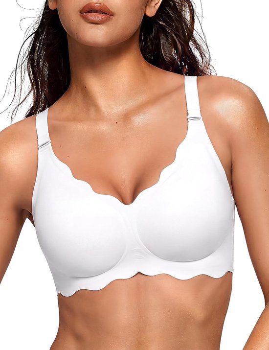Beha zonder beugel dames Jelly Bra naadloze bralette V-hals push-up golvende rand ademend zomer zacht comfort ondergoed voor grote borsten sterke grip