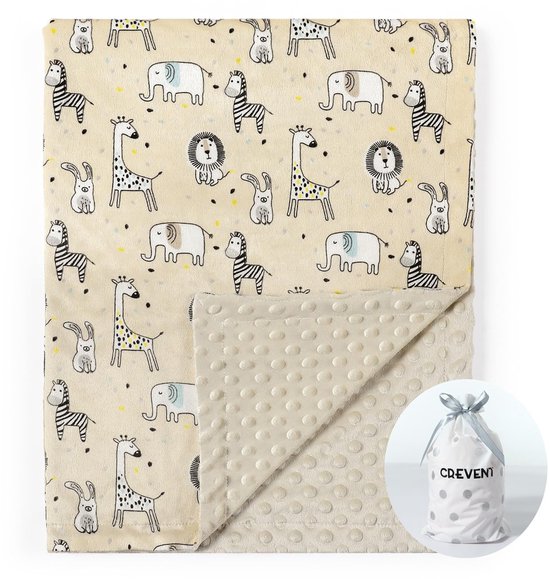 Behaaglijke zachte en warme babydeken van nerts, geschenkverpakking met lint voor pasgeboren baby, peuter, wieg, kinderwagen, voor gebruik in alle seizoenen (75 x 100 cm Zoo)