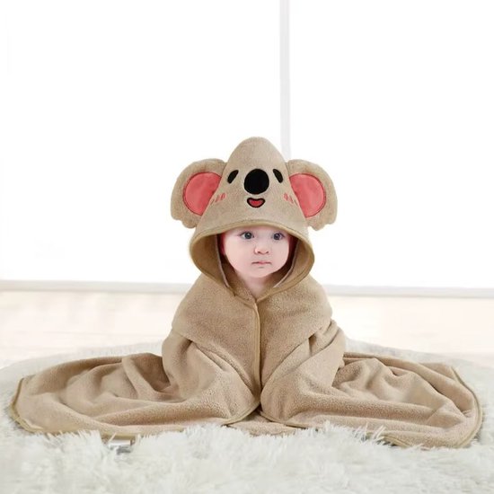 Beige Koala - Badcape - Baby Handdoek - Zachte Poncho - Badhanddoek - Met Capuchon - Badponcho - Dieren - Baby fleecedeken - Baby en Peuters - 0-3 jaar - Babydeken - Babycape - Wikkeldeken - Kraamcadeau - Handdoek - Kleuter - Multifunctionele van $