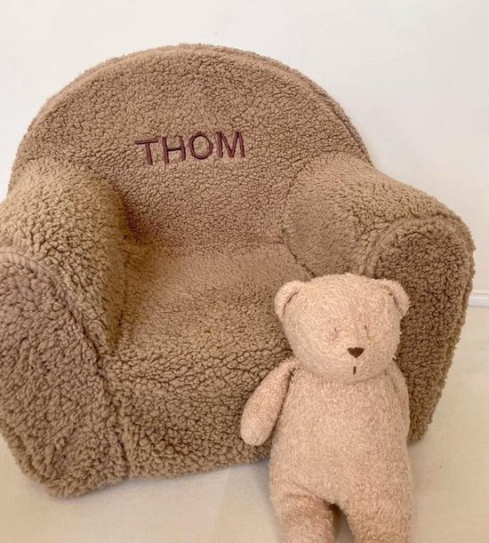 beige teddy kinder-huisdier stoel/fauteuil/met geborduurde naam/gepersonaliseerd/stoel voor kids-huisdier van Sasse and Belle