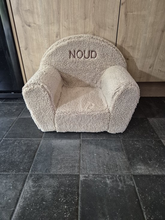 beige teddystoel met geborduurde naam/gepersonaliseerde kinderstoel