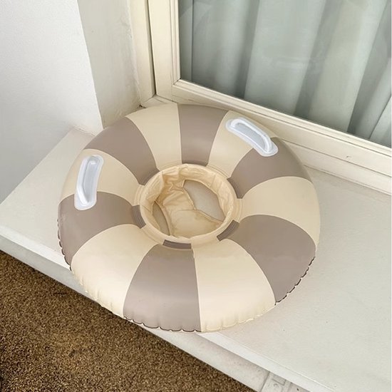 Beige zwemband 2 tot 6 jaar inclusief zitje en handgrepen opblaasbaar 65cm van Merkloos