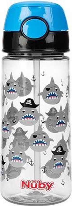 Beker met Zacht Rietje en Drukknop 530ml blauw 3jaar+ van Mepal