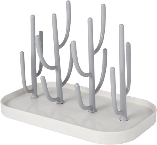 Bekerhouder - Mokkenrek - Droogrek voor flessen - Flessenrek - Opbergrek voor Beker - Flesvoedingsaccessoires - Met afneembare standaard - 25.5*14.5*19 CM - Kunststof - Grey - Voor waterflessen, mokken en kopjes van Merkloos
