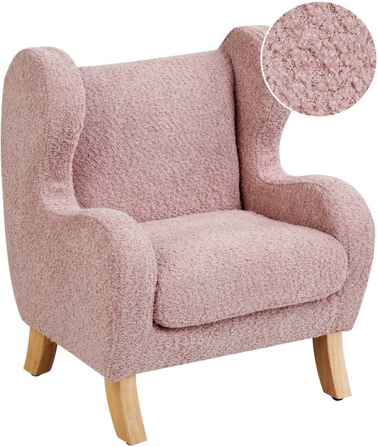 BELIANI FARUM - Kinderfauteuil - Lichtroze - Bouclé van Merkloos