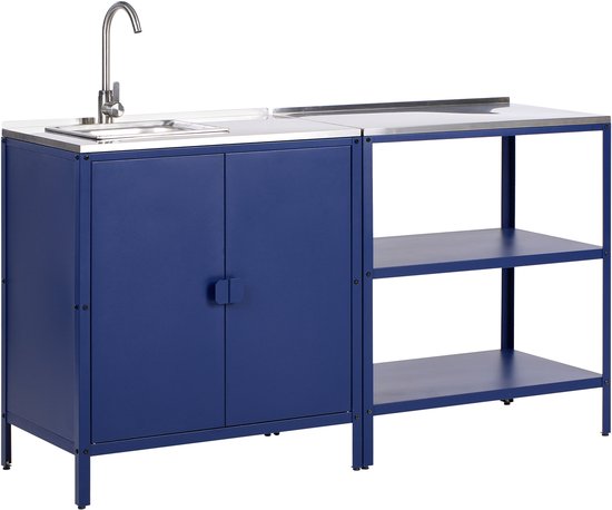 BELIANI VILAMA - Tuin kookeiland met keukenkast 2-delig - Blauw - RVS van BELIANI