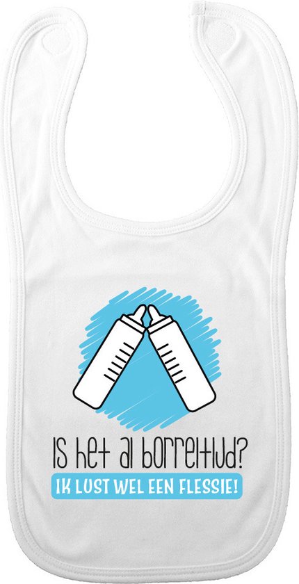 Bellatio Decorations Baby slabbetje - blauw - flesje - kraam cadeau - slab/morsdoek van Bella
