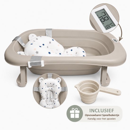 Bellettini® Opvouwbare Baby Bad inclusief kussen - Peuterbad - Beige van Bellettini