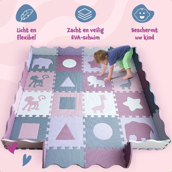 Bellettini® Speelmat voor Baby - Speelgoed 1 jaar - 36 Delige Puzzelmat - Kruipmat - Foam Tegels van Bellettini