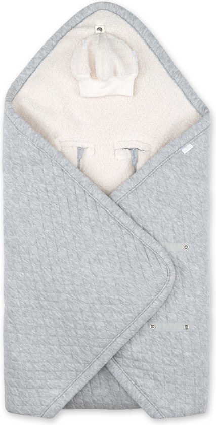 BEMINI Voetenzak - Biside 0-12m - Pady quilted + teddy - Mix grey van Merkloos