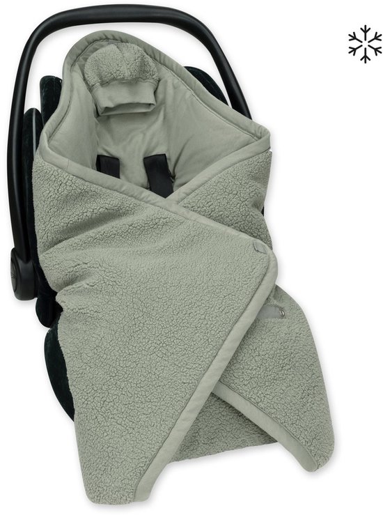 BEMINI Voetenzak - Biside 0-12m - Pady teddy + jersey - Kaki van Merkloos