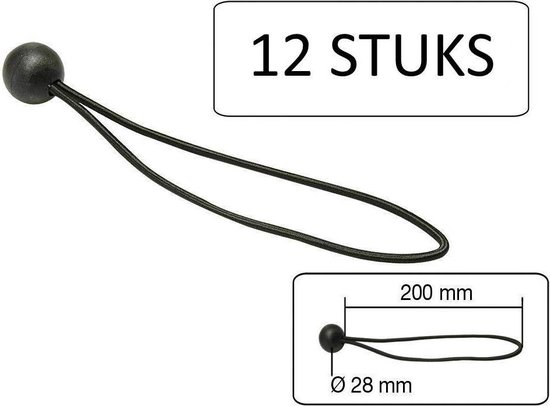 Benson Elastiek met bal - 24 cm - UV-bestendig - 12 stuks - zwart van Benson