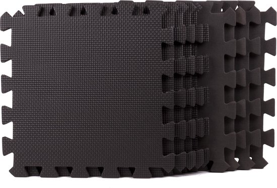 Benson Zwarte puzzel vloertegels - anti-slip - weerbestendig - 30 x 30 cm - 9 stuks van Benson