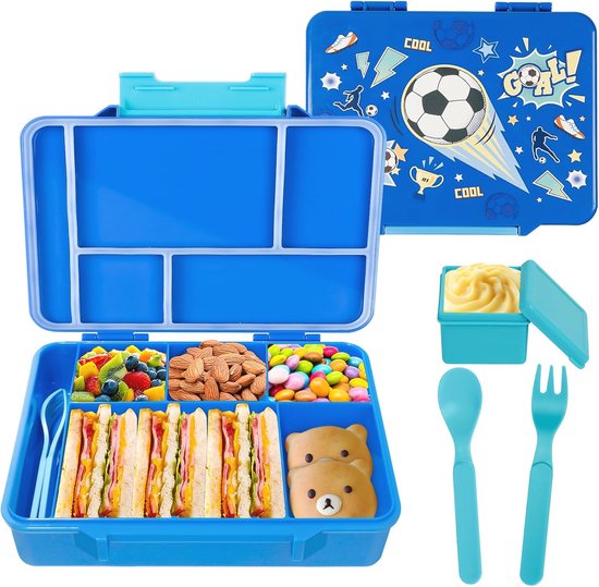 Bento Lunchboxen voor Kinderen - 1330 ml, BPA-vrij en Lekvrij - Voedselcontainers voor Voetbal Lunch
