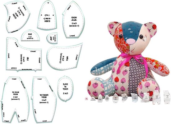 Beren sjablonen - Naaisjablonen - Knuffels maken - Inclusief handleiding - 38 cm - Nostalgisch