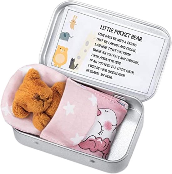 Beren Speelgoed - Pluche Poppen - Cadeau Decoratie - Compact in Blik - 10 cm - Meerdere kleuren