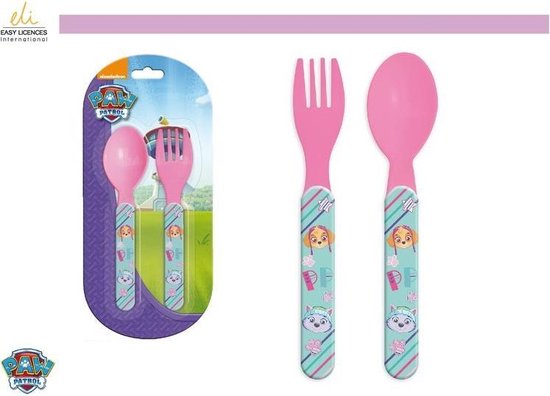Besteksetje Paw Patrol roze (kunststof) van Nickelodeon