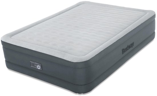 Bestway – Luchtbed – 2-Persoons – 152×203×46 cm – Grijs – Met Ingebouwde Elektrische Pomp – Incl. 3-in-1 Opbergzak - 2-persoons Luchtbed - Luchtbed Met Pomp - Luchtbed Voor Binnen Gebruik - Luchtbed Met Wave Beam van Bestway