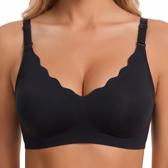 Beugelloze beha met Jelly Stripes voor dames, ademende bralette, naadloze push-up beha met zijversterking en anti-verlaaging, verstelbare brede bandjes voor dagelijks gebruik en slaap, L