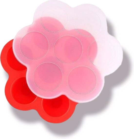 Bewaarbakjes babyvoeding - Babyvoedingsaccessoires - Baby bakjes met 7 vakjes Rood van Hieperdepiep