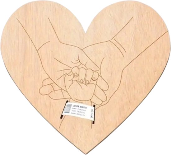 Bewaarbord hart ziekenhuisbandje - geboorte armband houder - bewaarbordje ziekenhuisbandje - geboorte armband houder van Merkloos