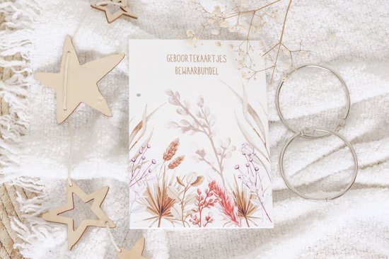 Bewaarbundel Boho Flowers geboortekaartjes - geboortekaarten bewaren - babykaartjes kraamcadeau van Dezeen
