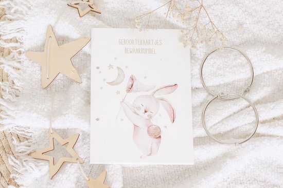 Bewaarbundel dieren konijn geboortekaartjes - geboortekaarten bewaren - babykaartjes kraamcadeau van Meyco
