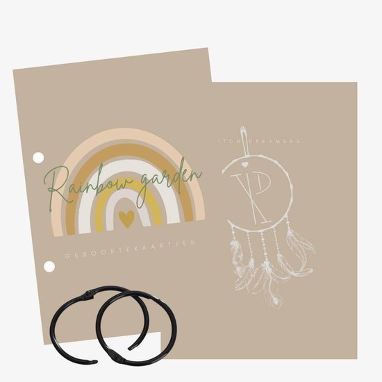 Bewaarbundel geboortekaartjes – Rainbow Garden - Beige van Kidooz.
