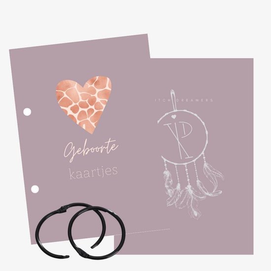 Bewaarbundel geboortekaartjes – Roze - met standaard bewaarzakje zwart van Liliane