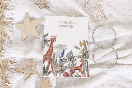 Bewaarbundel Jungle Giraf geboortekaartjes - geboortekaarten bewaren - babykaartjes kraamcadeau van Maaikies Kids.