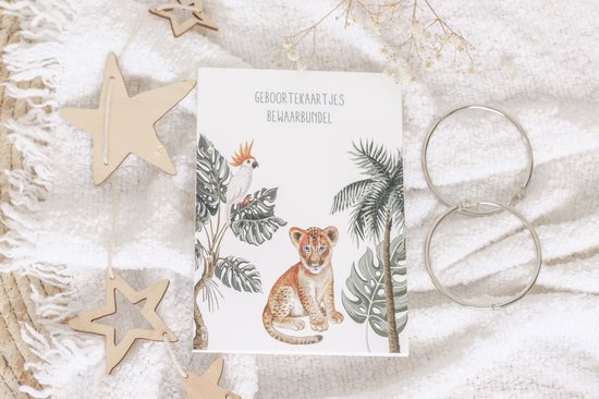 Bewaarbundel jungle leeuw geboortekaartjes - geboortekaarten bewaren - babykaartjes kraamcadeau van Kidooz.