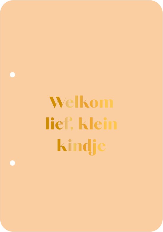 Bewaarbundel Welkom lief klein kindje - oranje - geboortekaarten bewaarbundel - met goudfolie - A5 formaat van Merkloos