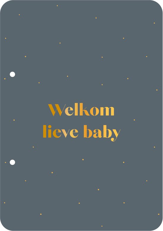 Bewaarbundel Welkom lieve baby - blauw - geboortekaarten bewaarbundel - met goudfolie - A5 formaat