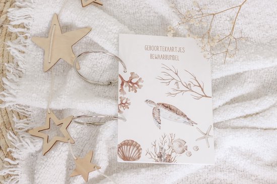 Bewaarbundel zeedieren schildpad geboortekaartjes - geboortekaarten bewaren - babykaartjes kraamcadeau van Lillyhouse