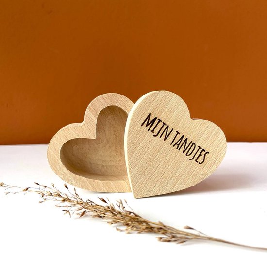 Bewaardoosje - Mijn tandjes - doosje voor eerste tanden te bewaren - hartje - hout - kraamcadeau - cadeau - kado - gift - baby - kind