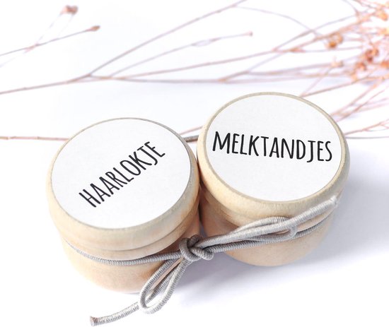 Bewaardoosjes set | melktandjes & eerste haarlokje | opdruk: sticker van Little Dutch