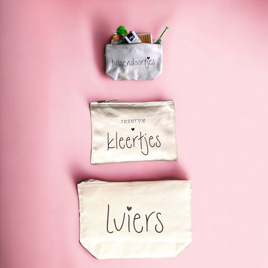 Bewaaretui - Organizer - Set van 3 - etui - Luiertas - Mommybag - Baby - Opbergtas - Katoen - Naturel - Kraamcadeau - Reserve Kleertjes - Luieres - Tussendoortjes