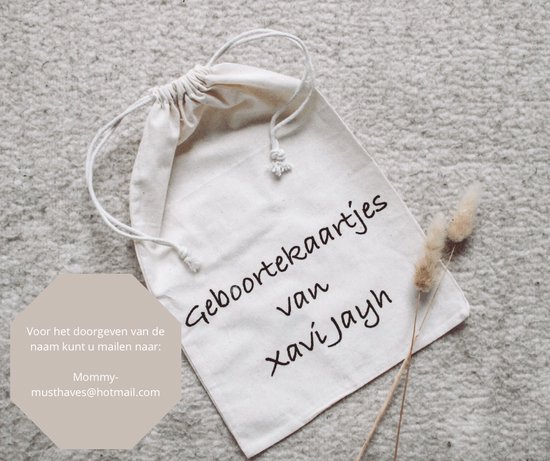 Bewaarzak geboortekaartjes| Organizer - Mijn geboortekaartjes - etui - Luiertas - Mommybag - Baby - Opbergtas - Katoen - Naturel - Kraamcadeau - gepersonaliseerd - mommy musthaves van Mommybag