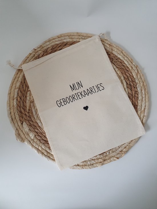 Bewaarzak katoen | Mijn geboortekaartjes | Kraamcadeau | Babycadeau | Zwangerschap