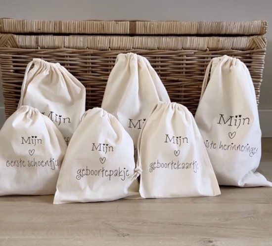 Bewaarzak | Organizer | Set van 6 | etui | Luiertas | Mommybag | Baby | Opbergtas | Katoen | Naturel | Kraamcadeau van Paradis34