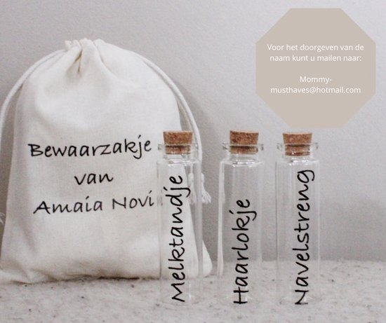 Bewaarzakje met naam - Haarlokje - Navelstreng - Melktandjes - Gepersonaliseerd Kraamcadeau - baby geschenkset neutraal - herinneringsdoos baby - kraamcadeau - cadeau met naam - bedrukking - feestdagen - ZIE BESCHRIJVING VOOR DOORGEVEN VAN DE NAAM van Little Stars®