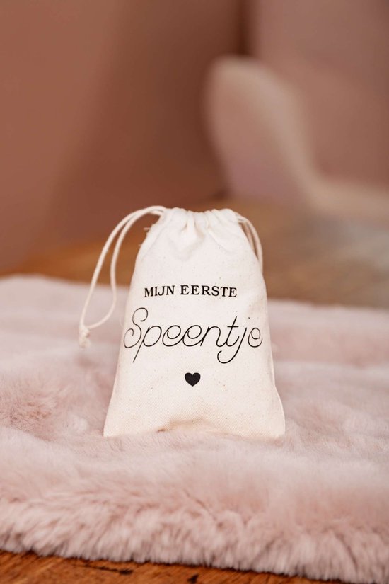 Bewaarzakje mijn eerste speentje - kraamcadeau - babyshower cadeau - linnen zakje van Puur.