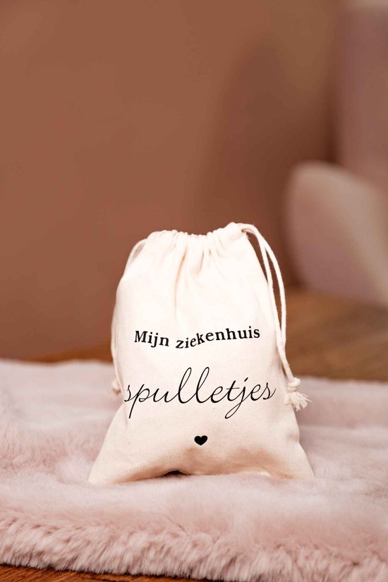 Bewaarzakje - Mijn ziekenhuis spulletjes - kraamcadeau van By Romy Design