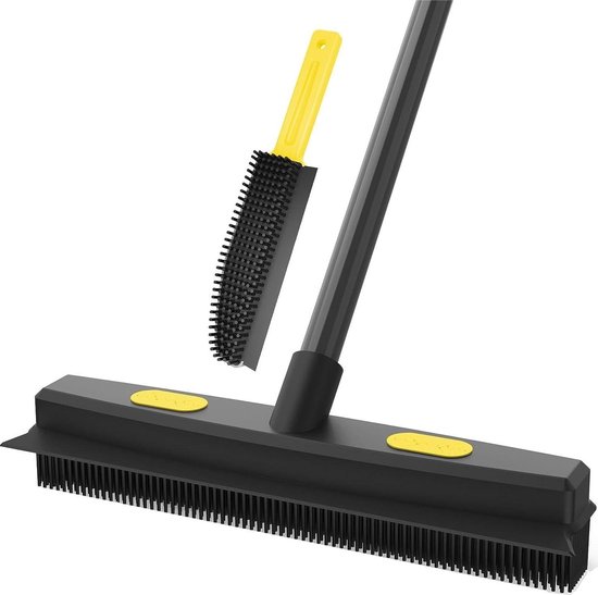 Bezem 34 cm breed rubberen borstelharen-telescoopsteel-verwijderen van dieren-katten-honden-vloerborstel-tapijt-hardhout-raamtegels-binnen en buiten. van Simply Natural