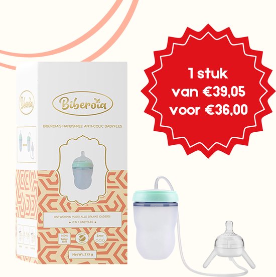 Biberoia® Handsfree – Babyfles – Switch de fles – Anti colic – Speen – Baby – Fles – Babyshower - Kraamcadeau – 250ML - Mint van Biberoia