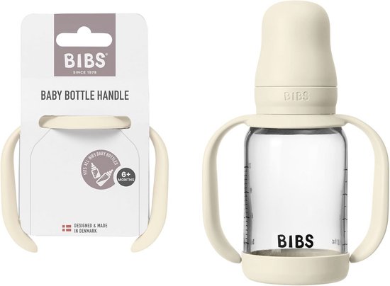 Bibs | Baby Bottle Handle | Simple and Comfortable Grip | Non-slip Surface | BPA Free | Dishwasher Safe | Bibs Baby Bottle Accessories | Age 6+ Months | Ivory