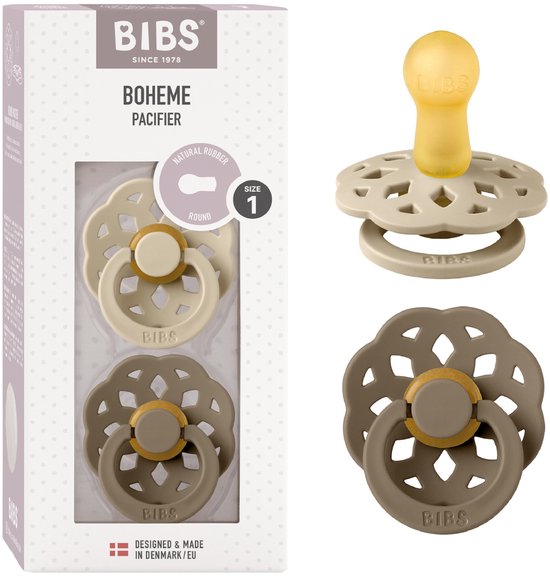 BIBS Boheme Fopspeen - 0-6 mnd - 2-pack - Rond - Blossom/Dusky Lilac