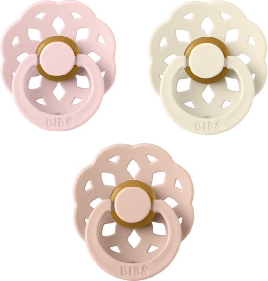 BIBS Boheme Fopspeen set 3 stuks Blossom,Ivory en Blush 6-18 maanden maat 2 van Bibs
