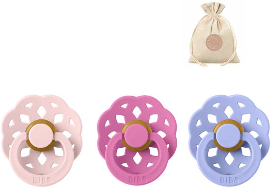 Bibs boheme fopspenen - Maat 1 0 - 6 maanden - Bubblegum, Hush, Blossom+ Bolletoet speenzakje